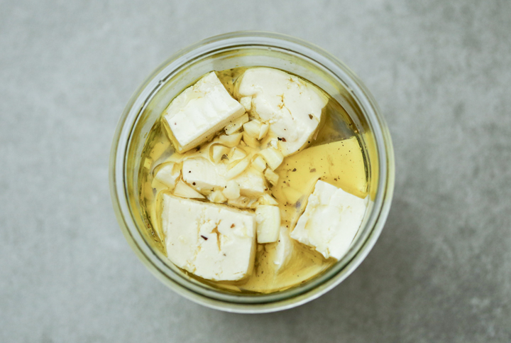 tofu marinated In olive oil